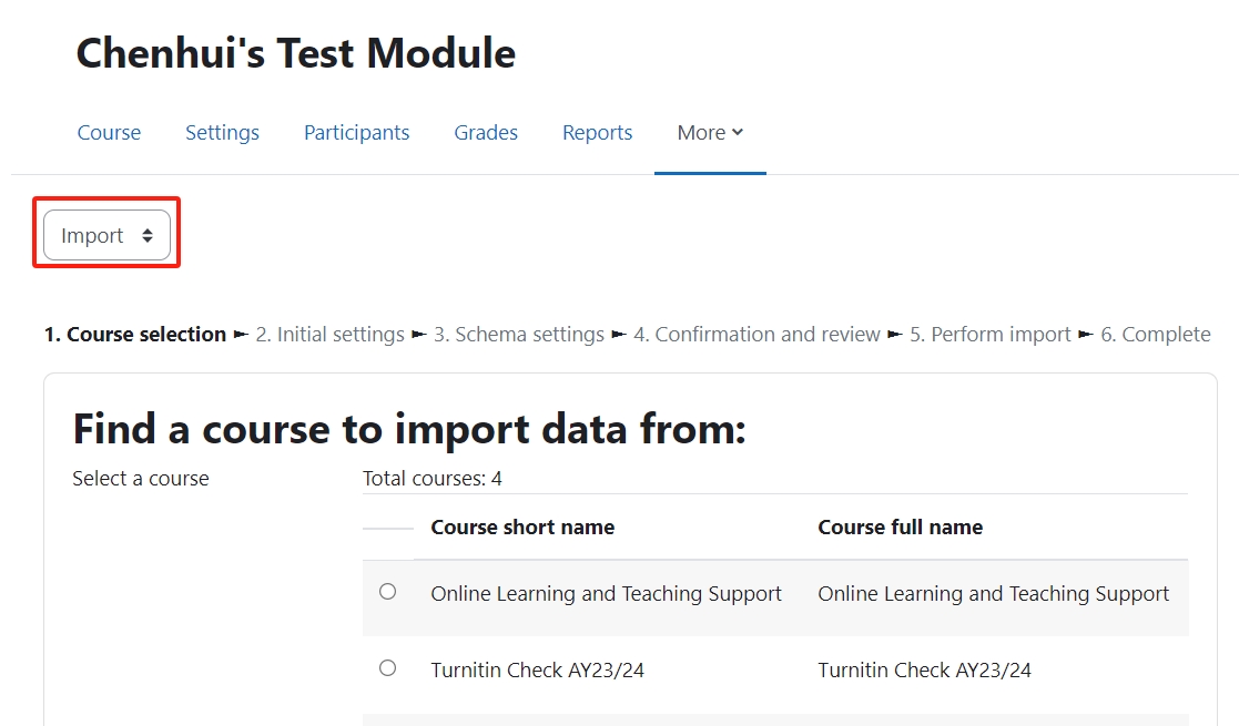 Import Question Bank from another module page on Learning Mall